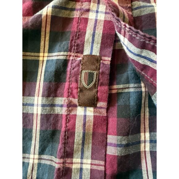 Black Brown 1826 button up shirt plaid size large cotton long-sleeve - Picture 5 of 7